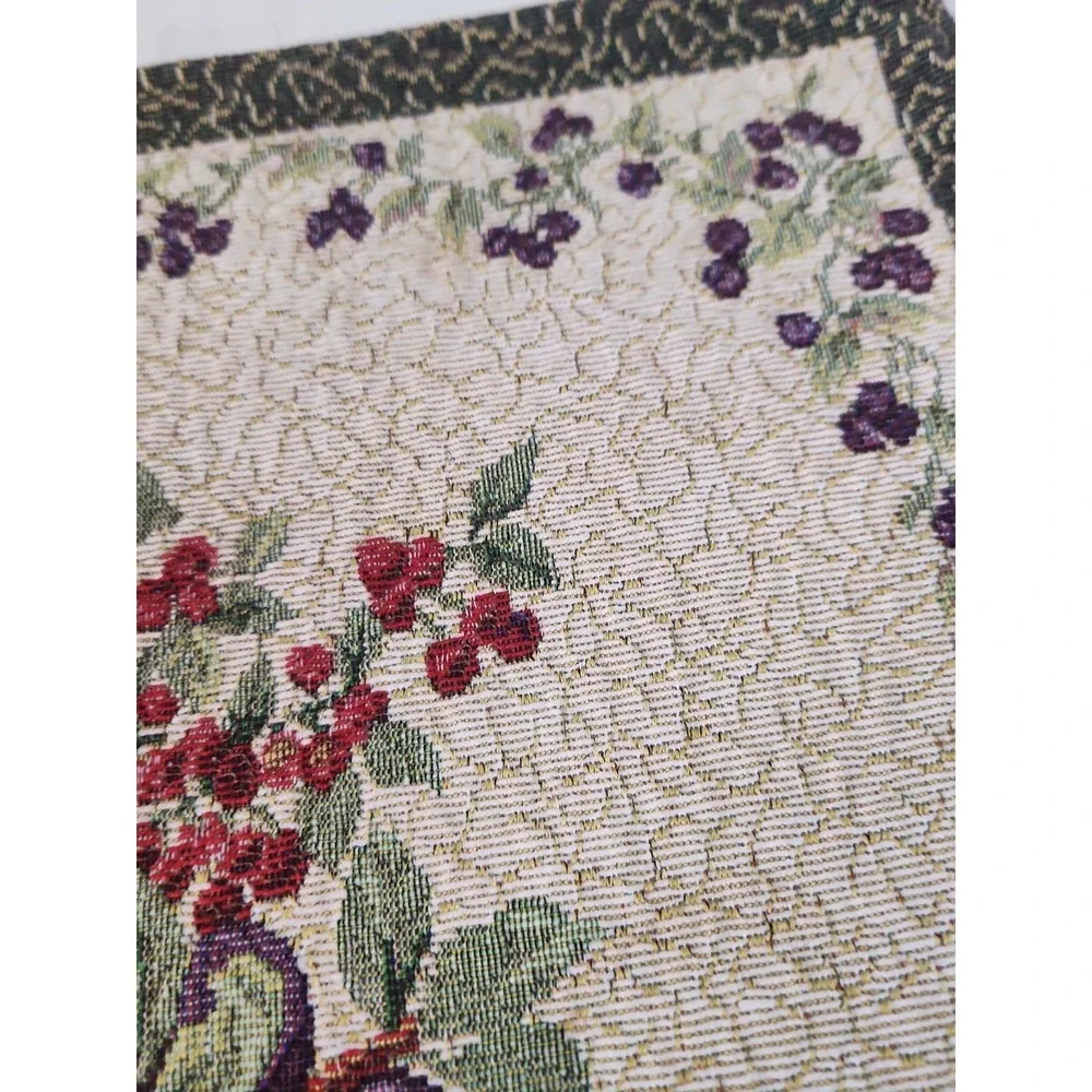 Vtg Tapestry Placemats Set of 6 Fruit Basket Harvest Autumn Cottagecore